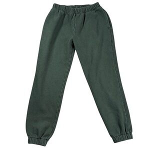 Brandy Melville Rosa Green Fleece Jogger Sweatpants Elastic Waist Lounge Cozy OS